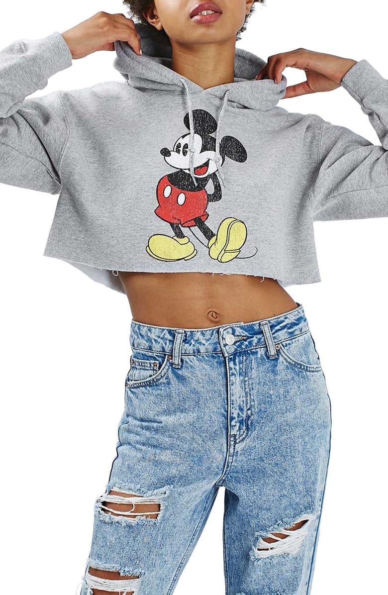 Mickey mouse cropped hoodie Clearance