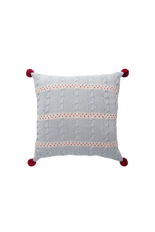 Melange Collection Cable Knit Holiday Throw Pillow, 14 X 14 In Grey