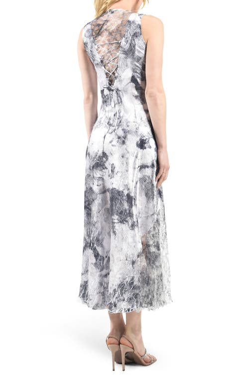 Shop Komarov Lace-up Back Charmeuse Maxi Dress In Watercolor Floral