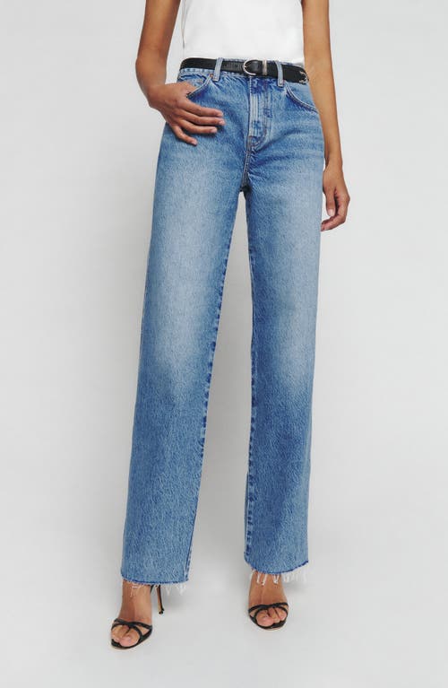 Reformation Val Baggy Distressed Straight Leg Jeans In Blue