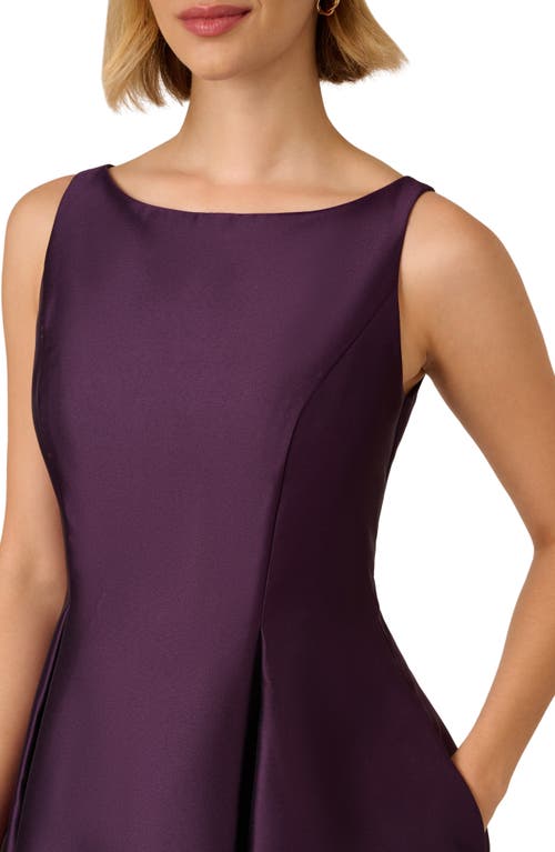 Adrianna Papell Sleeveless Mikado Fit & Flare Midi Dress In Luxe Plum