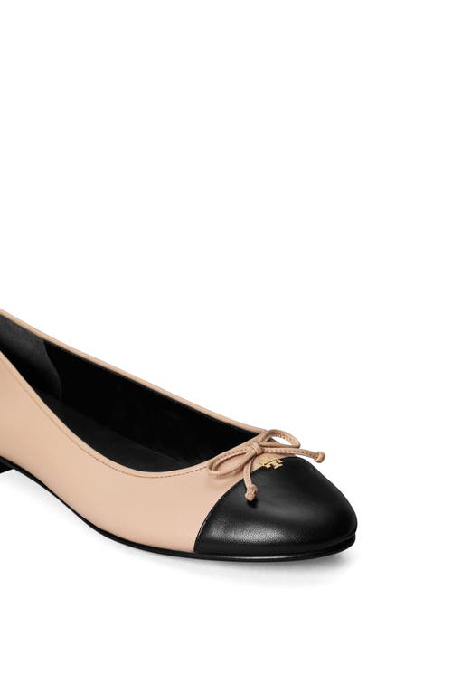 Shop Tory Burch Cap Toe Ballet Flat In Shell Pink/perfect Black