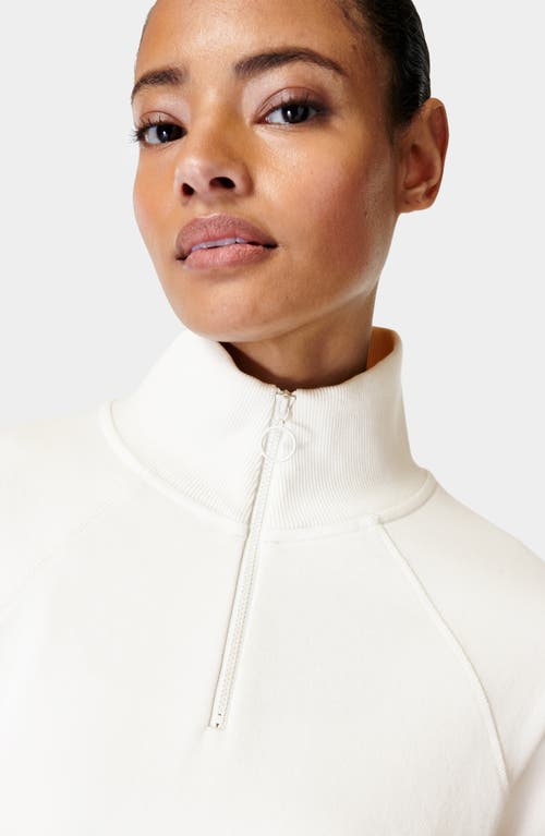 Shop Sweaty Betty Revive Rib Trim Half-zip Pullover In Lily White