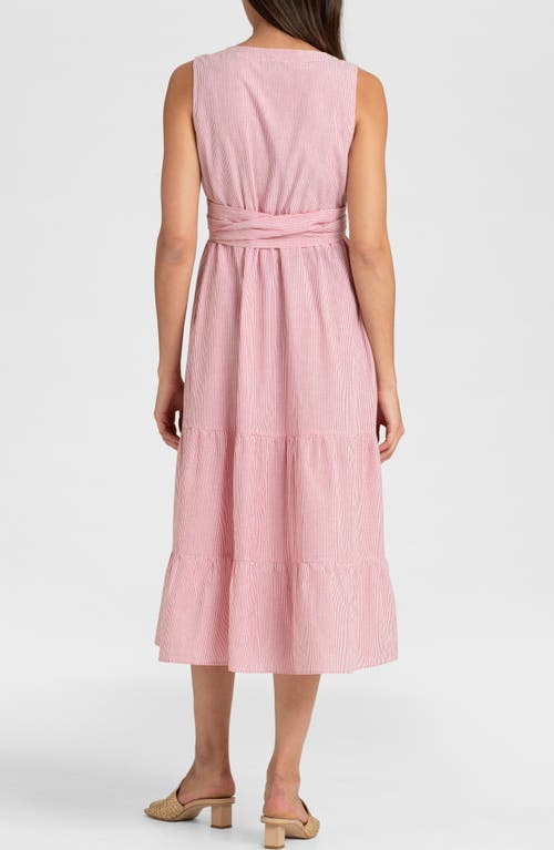Seraphine Stripe Cotton Maternity/nursing Midi Sundress In Red/white