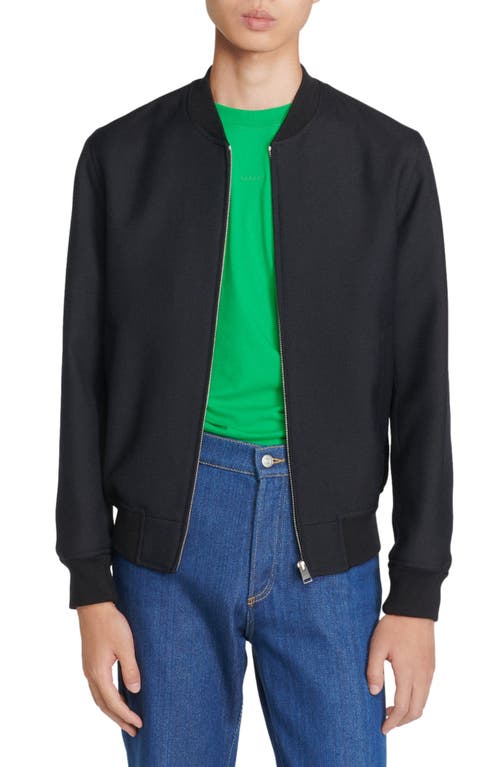 sandro New Teddy Wool Blend Jacket in Marine at Nordstrom, Size X-Small