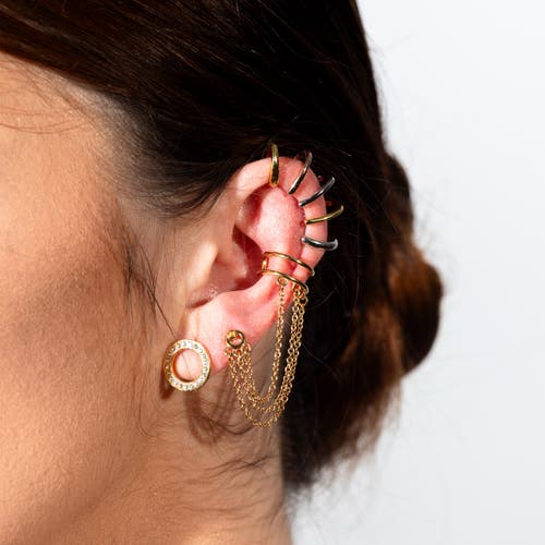 Lucy Quartermaine Art Deco Cuff And Stud In Gold
