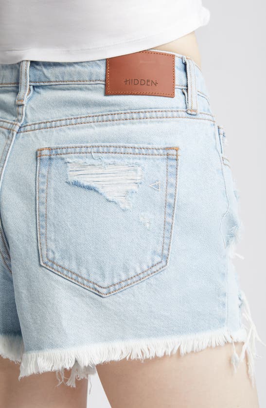 Shop Hidden Jeans Ripped Cutoff Denim Shorts In Light Wash