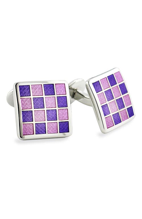 David Donahue Enamel Check Cuff Links in Purple at Nordstrom