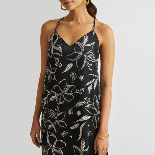 Shop Reistor Midi Slip Dress In Floral Monochrome Magic