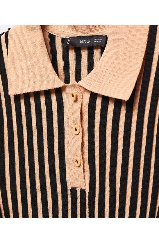 Shop Mango Carmin Stripe Jersey Polo In Medium Brown