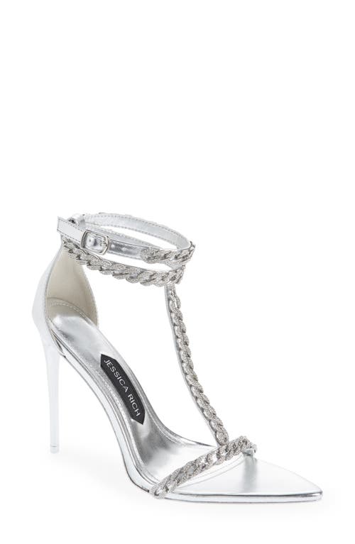 JESSICA RICH Luxe T-Strap Sandal in Silver