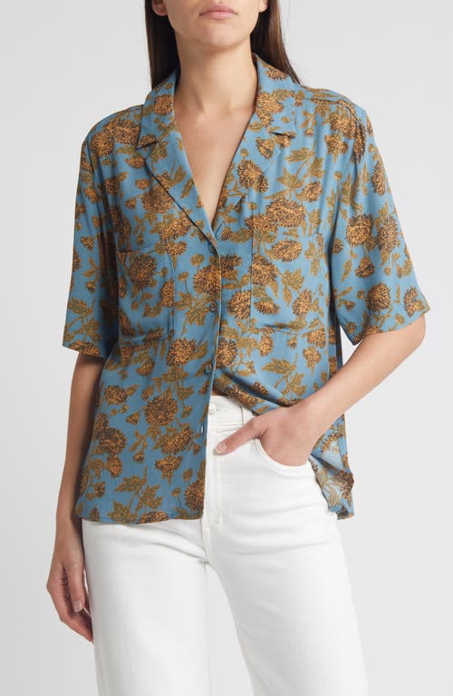 Shop Treasure & Bond Relaxed Fit Camp Shirt In Blue- Olive Boutique Floral