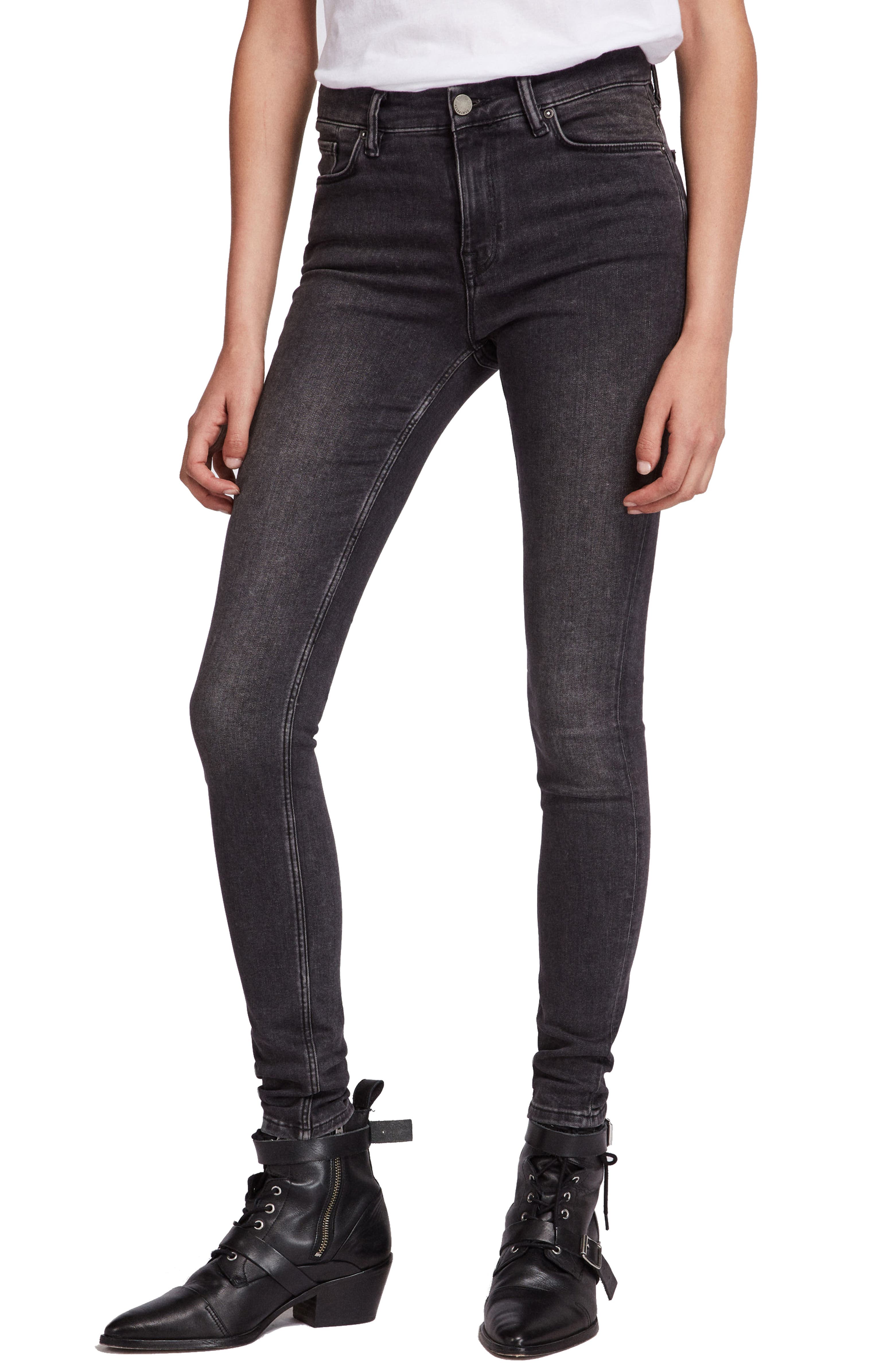 ALLSAINTS Grace Skinny Jeans (Washed Black) | Nordstrom