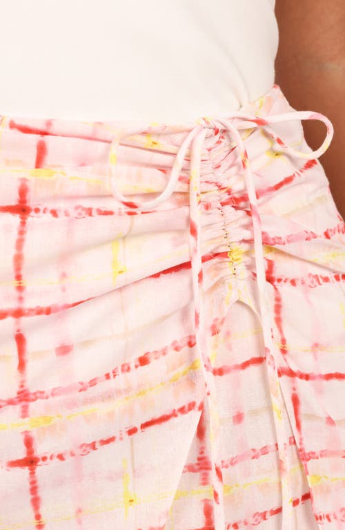 Petal And Pup Petal & Pup Mirah Drawstring Ruched Cotton & Linen Miniskirt In Pink