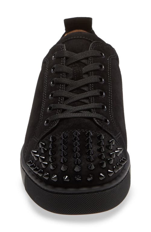 Shop Christian Louboutin Louis Junior Spikes Sneaker In Black/black/black