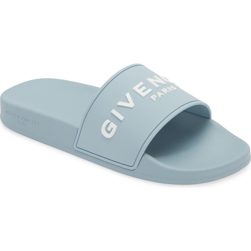 Shop Givenchy Logo Slide Sandal In Sky Blue