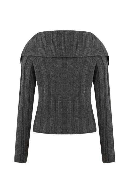 Shop Nocturne Knit Cardigan With Metal Seal Detail In Grey