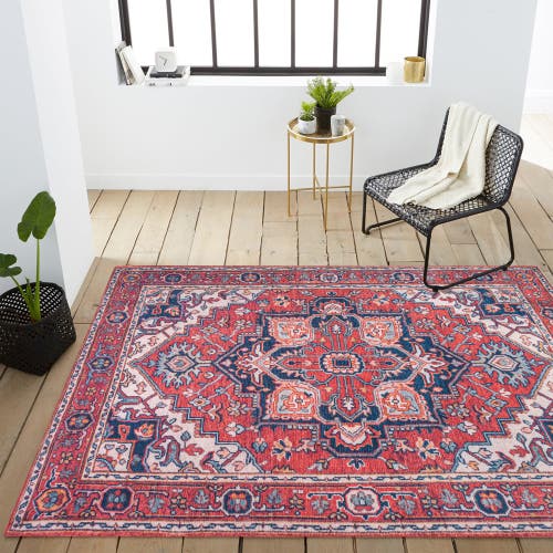 Jonathan Y Cirali Ornate Large Medallion Machine-washable Area Rug In Red/navy