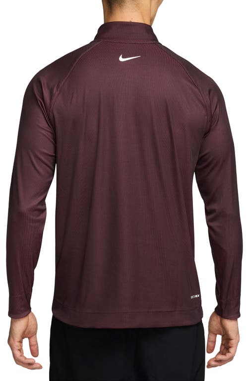 Shop Nike Golf Tour Dri-fit Adv Half Zip Golf Top In Dragon Red/burgundy Crush