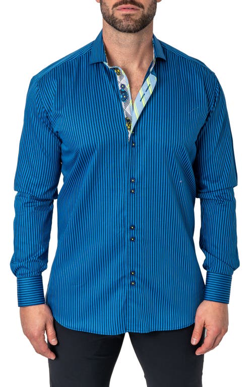 Maceoo Einstein Diamonds & Stripes Contemporary Fit Button-Up Shirt Blue at Nordstrom,