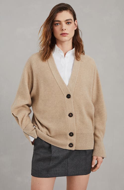 BRUNELLO CUCINELLI BRUNELLO CUCINELLI CASHMERE ENGLISH RIB CARDIGAN WITH SHINY CUFF DETAILS 