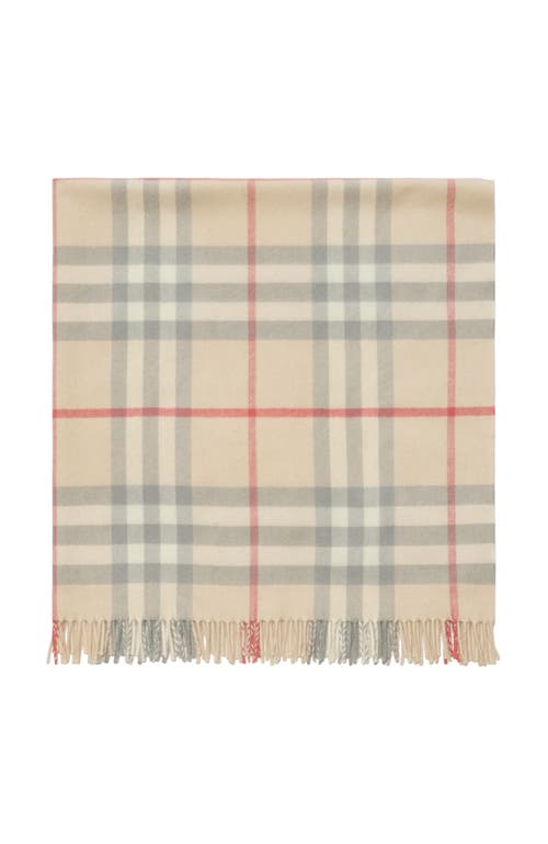 Burberry Childrens Check Wool Baby Blanket In Pale Stone