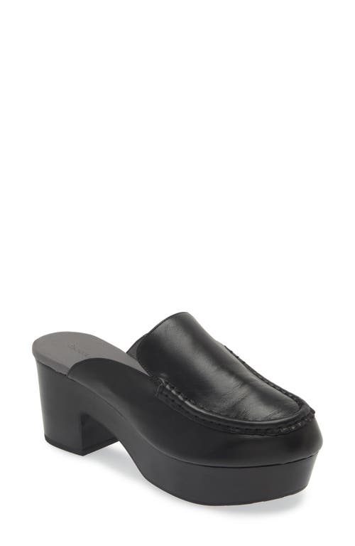 Chocolat Blu Gemm Platform Loafer Mule in Black Leather 