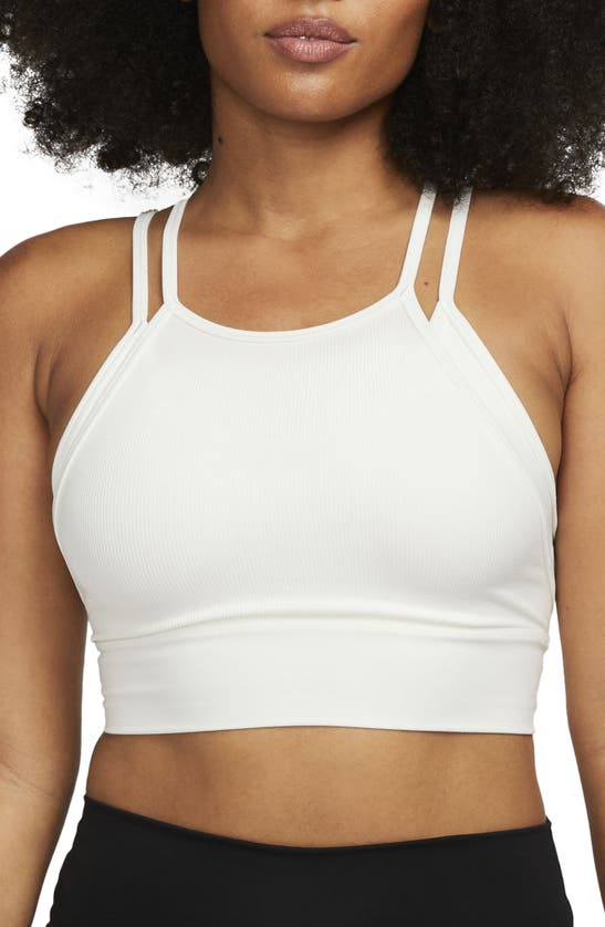 Nike Dri-fit Indy Padded Strappy Light Support Sports Bra In Sail/ White
