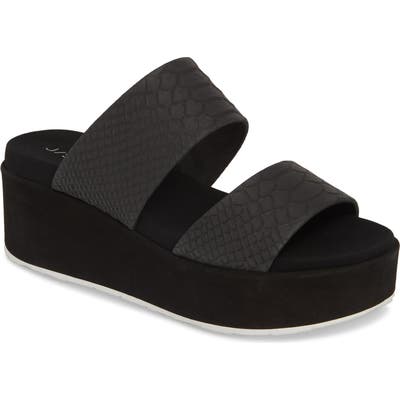 Jslides Quincy Wedge Platform Sandal- Black