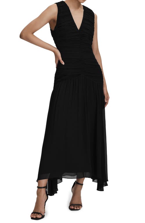 Reiss Saffy Ruched Sleeveless Maxi Dress in Black at Nordstrom, Size 2 Us