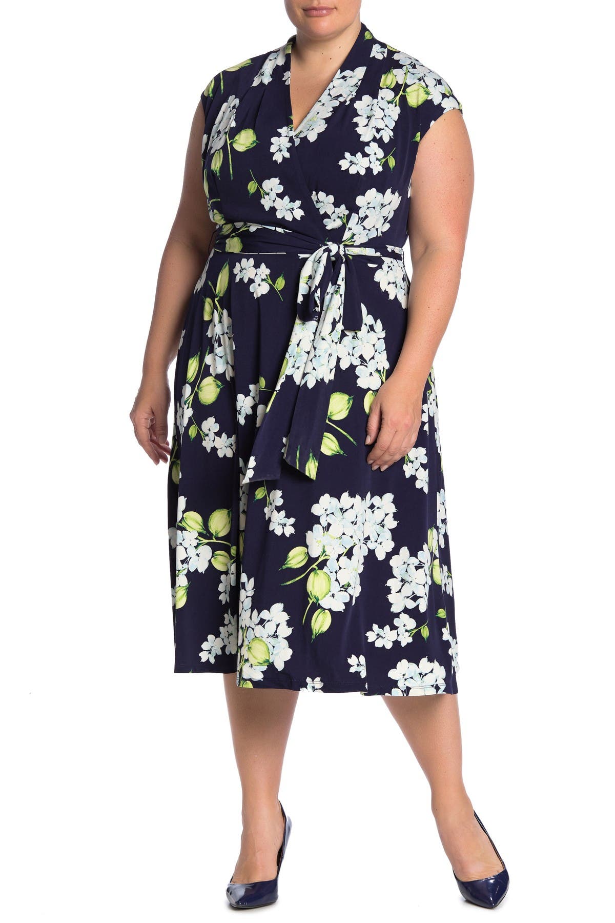 wrap midi dress floral