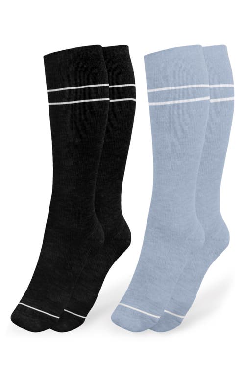 Premium Compression Knee High Maternity Socks in Stone Blue/Black