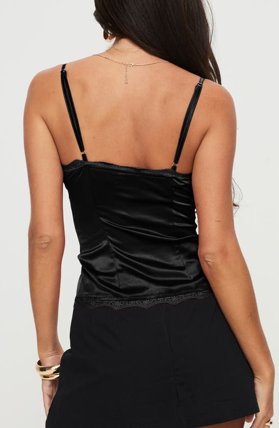 Princess Polly Juliana Lace & Satin Button-up Camisole In Black