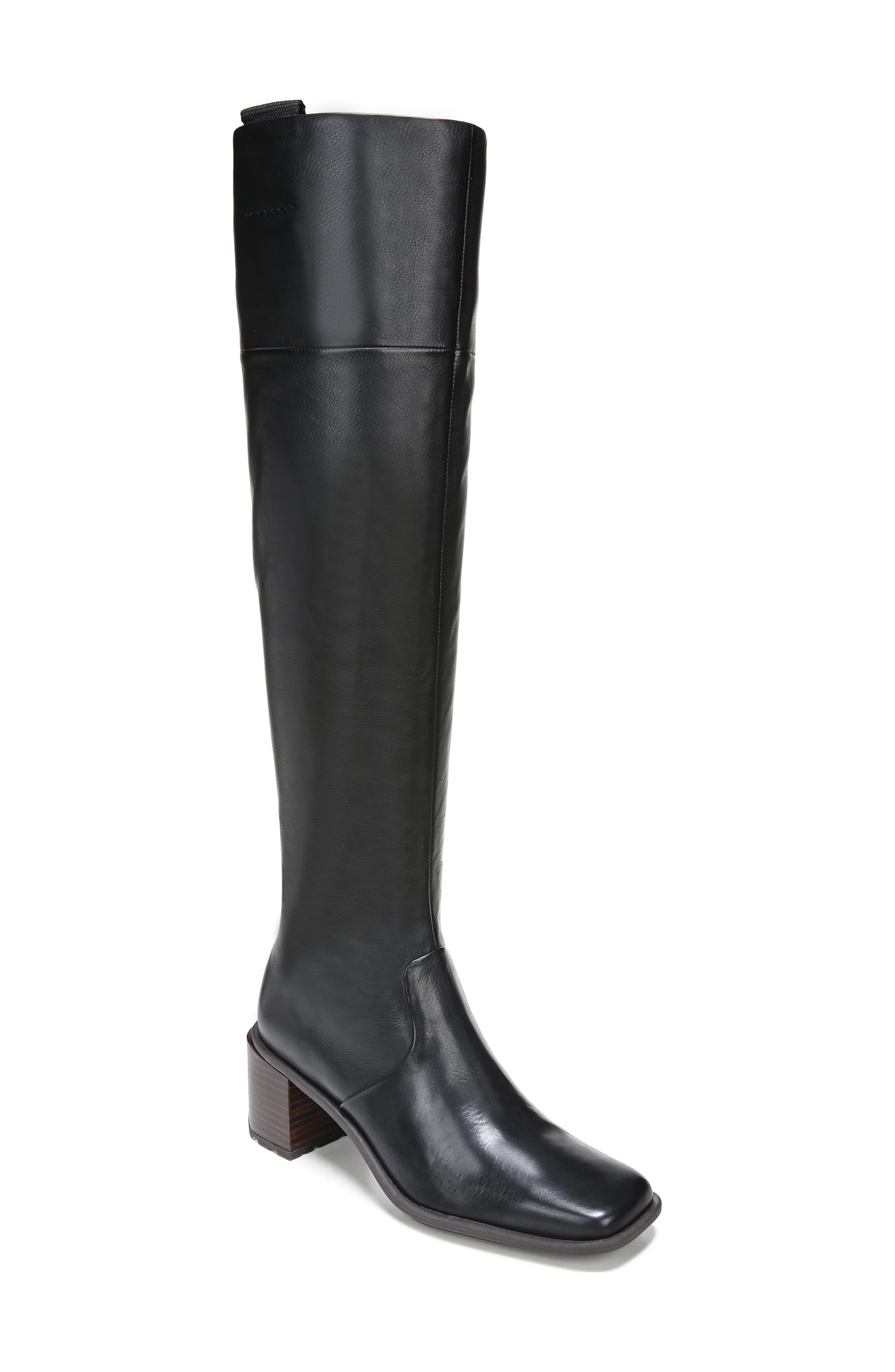 square toe tall black boots