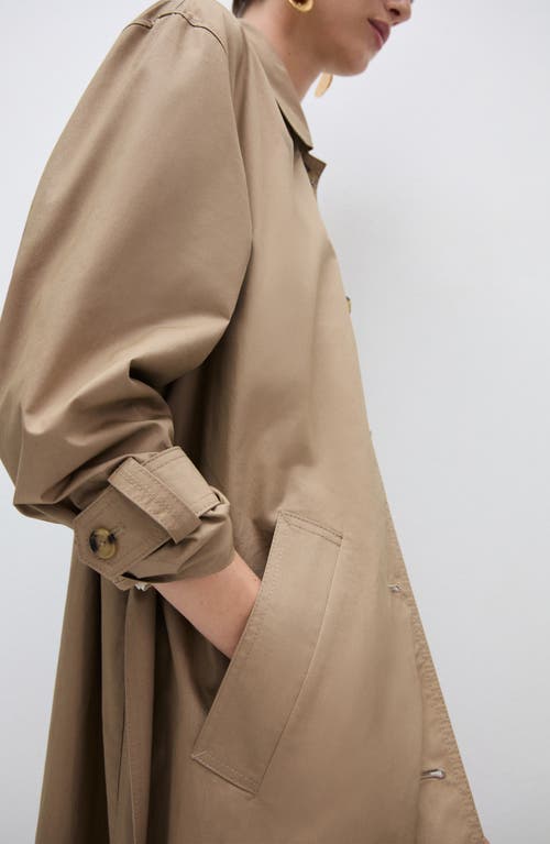 Shop Mango Cotton Twill Trench Coat In Beige