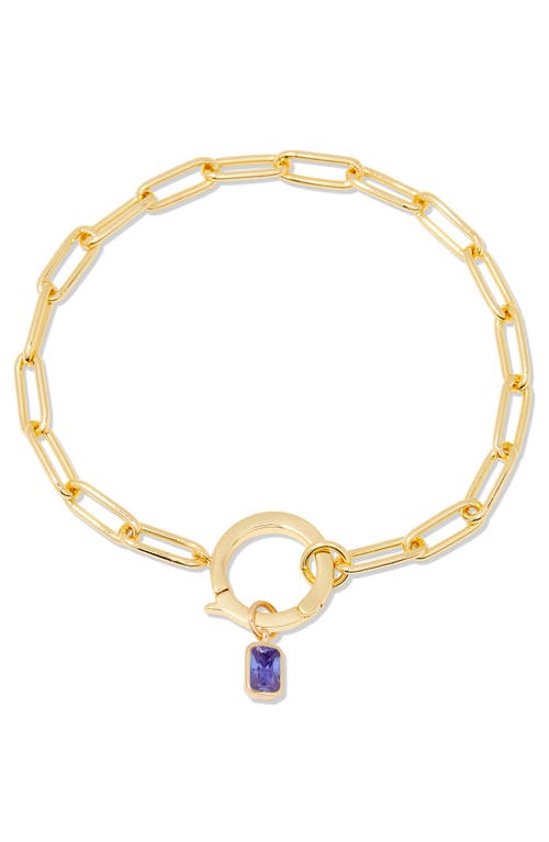 Colette Birthstone Paper Clip Chain Bracelet in Gold - June