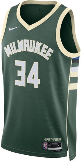 Nike Unisex Nike Giannis Antetokounmpo Hunter Green Milwaukee Bucks  Swingman Jersey - Icon Edition
