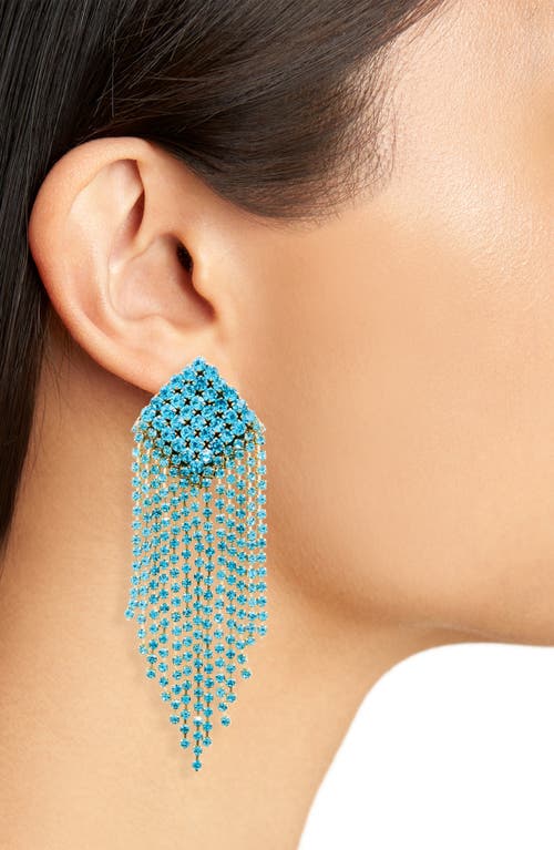 Shop Deepa Gurnani Niomi Crystal Fringe Drop Earrings In Turquoise