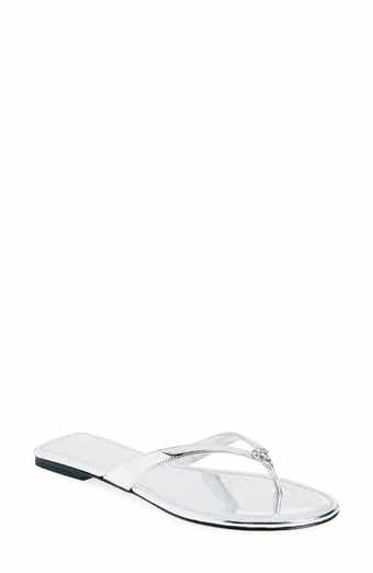Capri Strap Sandals of Tory Burch - Ivory leather toe thong sandals with  baroque logo for women