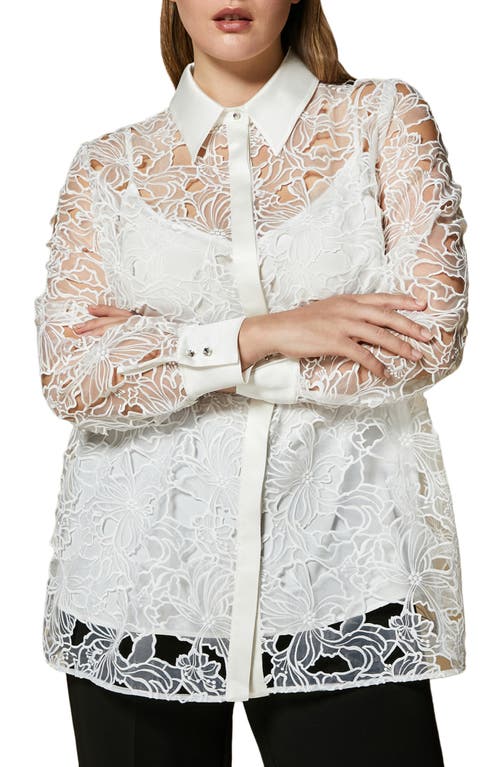Marina Rinaldi Bibita Embroidered Organza Blouse in White