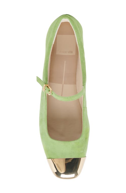 Shop Dolce Vita Reyes Cap Toe Mary Jane Flat In Lime Suede