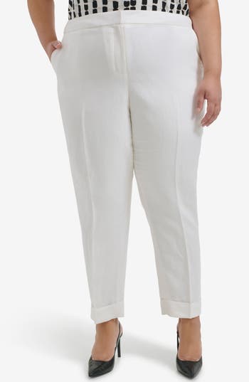 Calvin Klein Plus Size Mid-rise Cuffed Ankle Pants In White