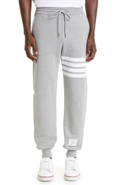 Shop Thom Browne Stripe Jogger Pants In Heather Grey/white