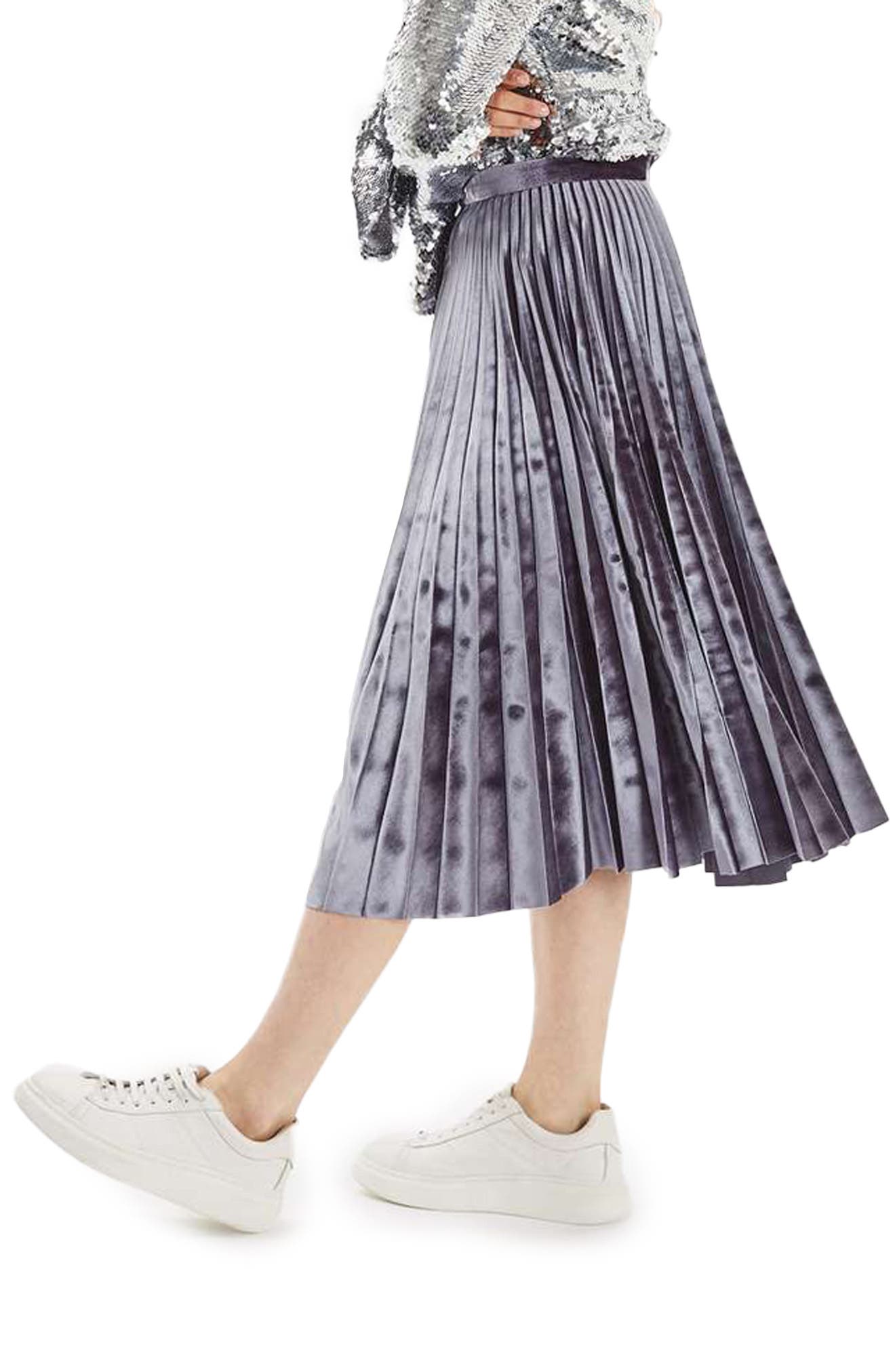 pleated velvet skirt