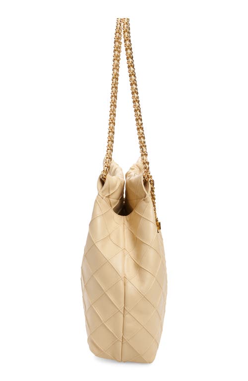 Shop Tory Burch Fleming Quilted Leather Hobo Bag In Vanilla Soft Serve