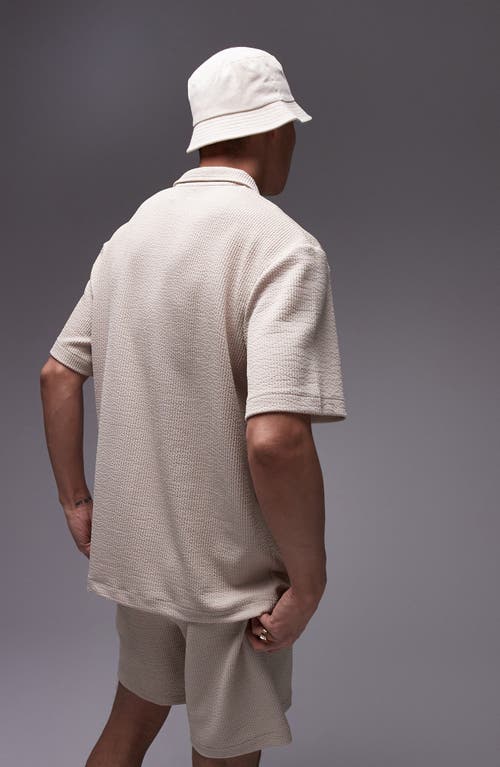 Shop Topman Crinkle Oversize Polo In Cream