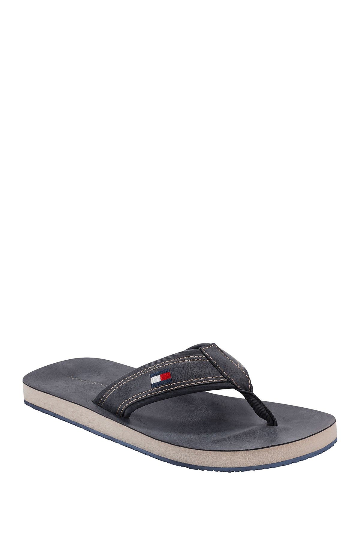 tommy hilfiger flip flops leather