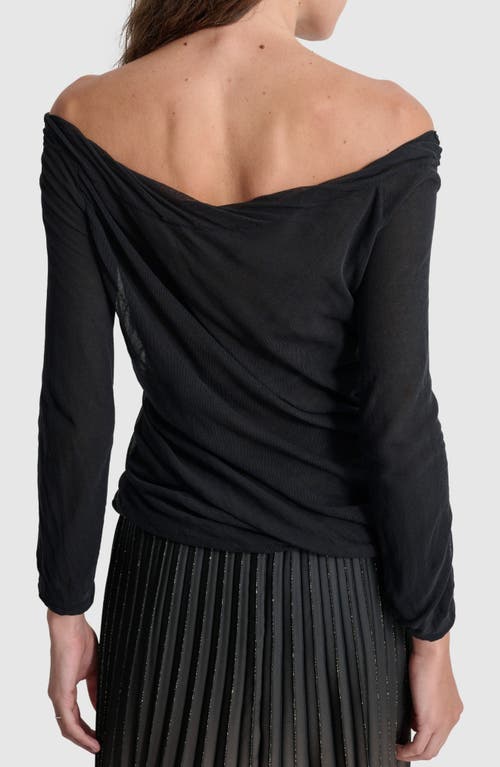 Shop Dkny Side Shirred Off The Shoulder Sweater In Black