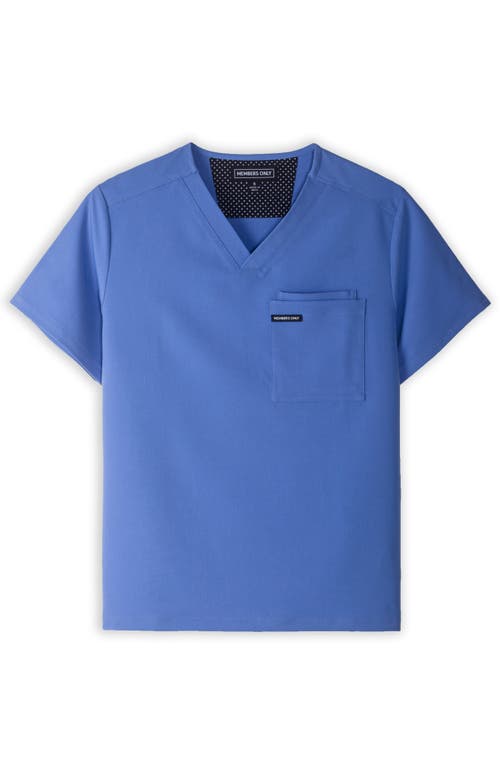 Shop Members Only Brighton 3-pocket Scrub Top In Ceil Blue