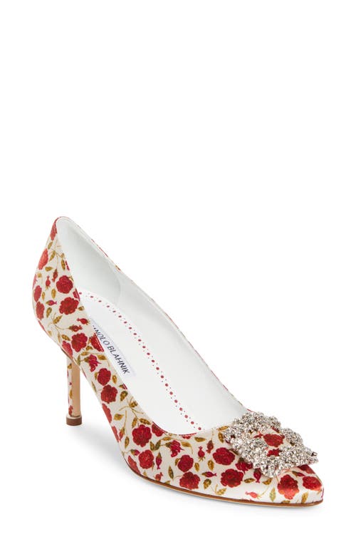 Shop Manolo Blahnik Hangisi Floral Crystal Buckle Pump In Ypri